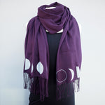Moon Phase Scarf Pashmina - Eggplant Purple