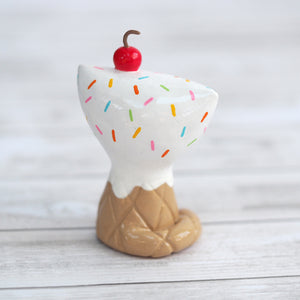 Waffle Ice Cream Cone Cat Figurine