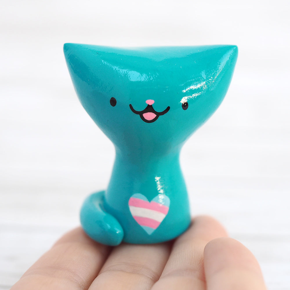 
            
                Load image into Gallery viewer, Trans Pride Cat Figurine
            
        