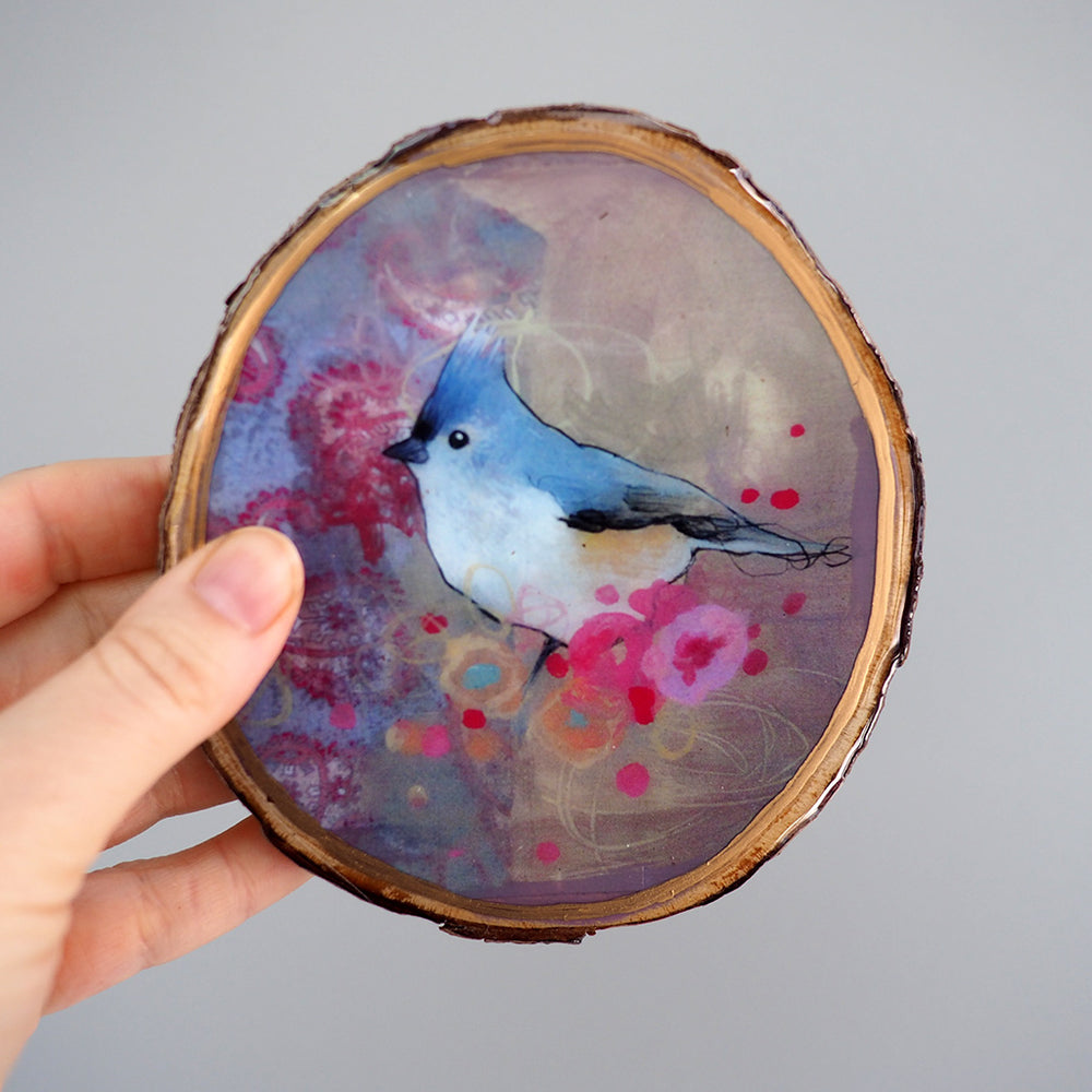 Fine Art Wooden Plaque - Tufted Bird - SHIPS 3/1