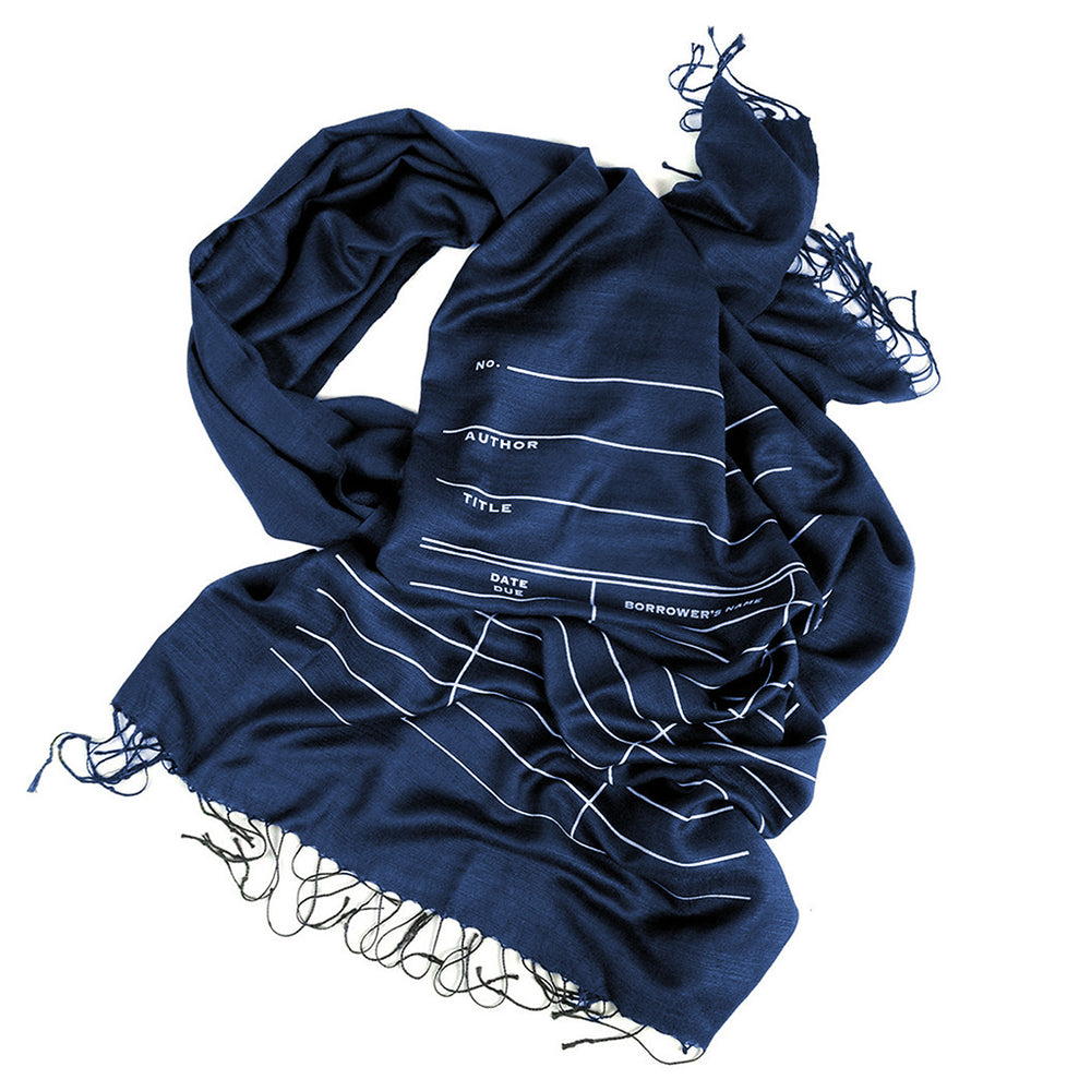 Library Due Date Scarf Pashmina - Navy