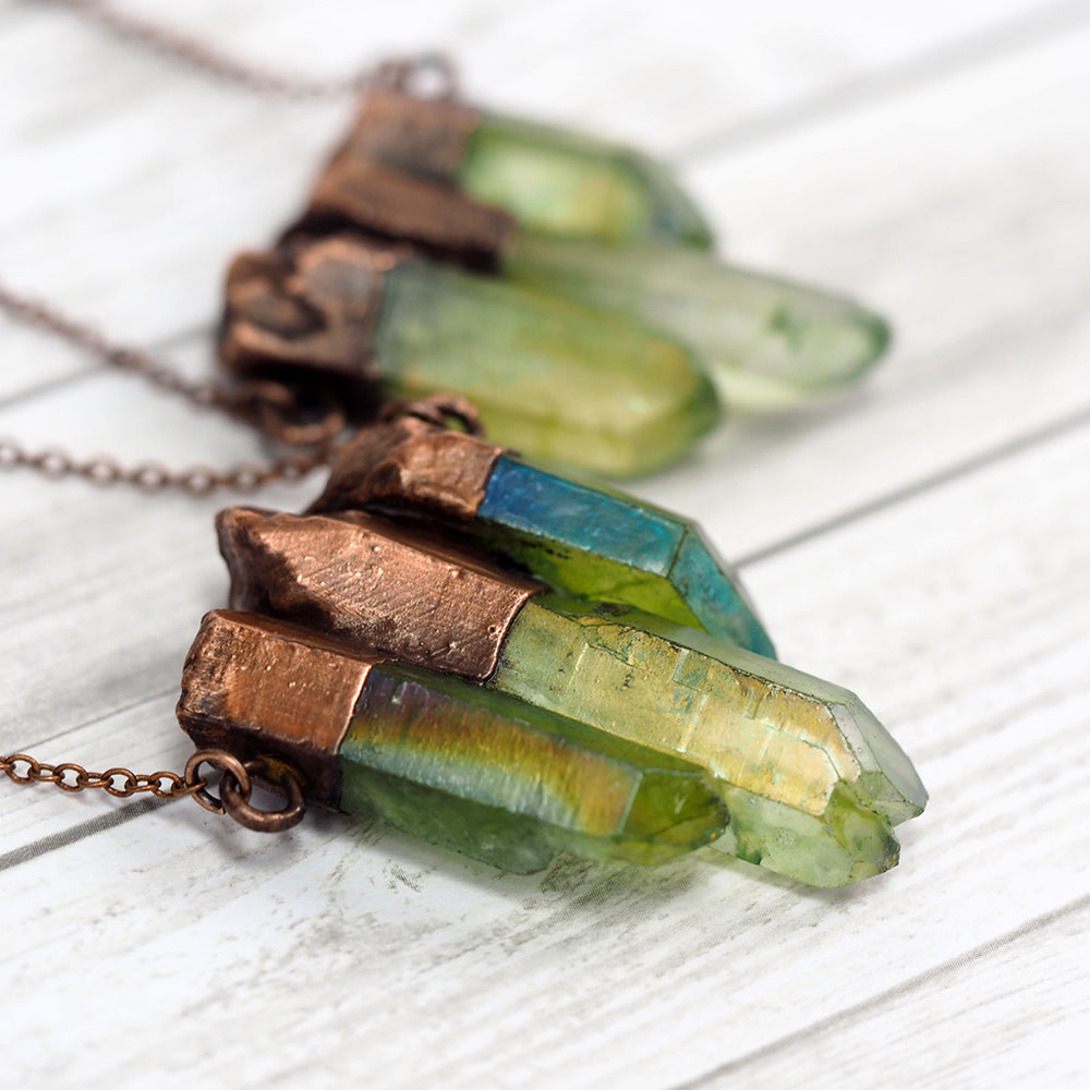 Forest Aura Crystal Trio Necklace