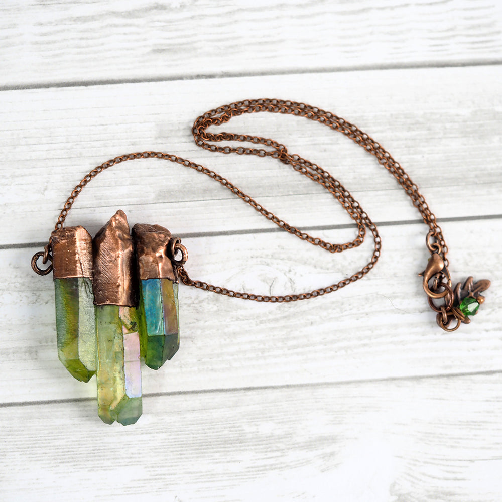 Forest Aura Crystal Trio Necklace