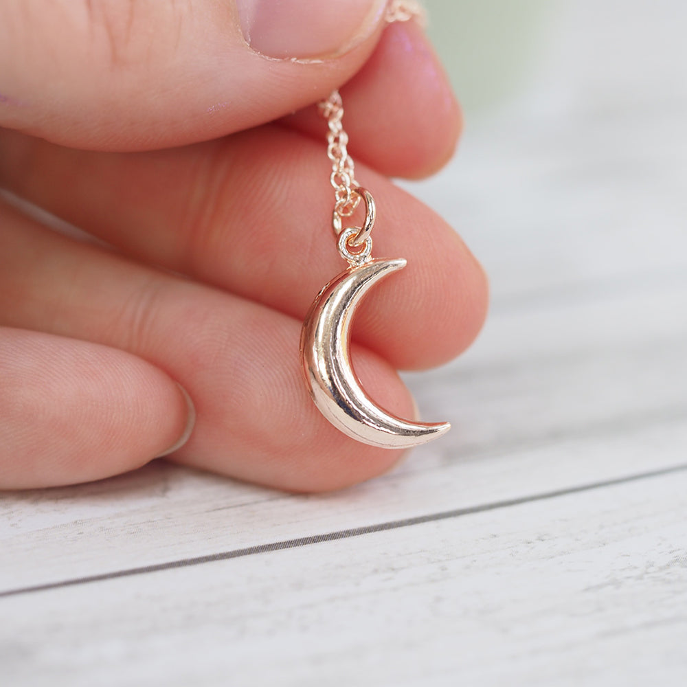 Tiny Rose Gold Moon Necklace