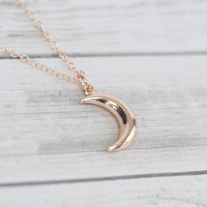 Tiny Rose Gold Moon Necklace