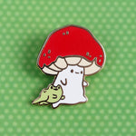 Mushroom Buddy Froggy Friend - Metal Enameled Pin