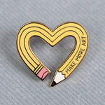 'Make More Art' Heart Pencil - Metal Enameled Pin
