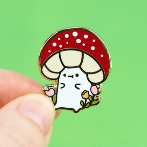 Mushroom Buddy Flower Lover - Metal Enameled Pin