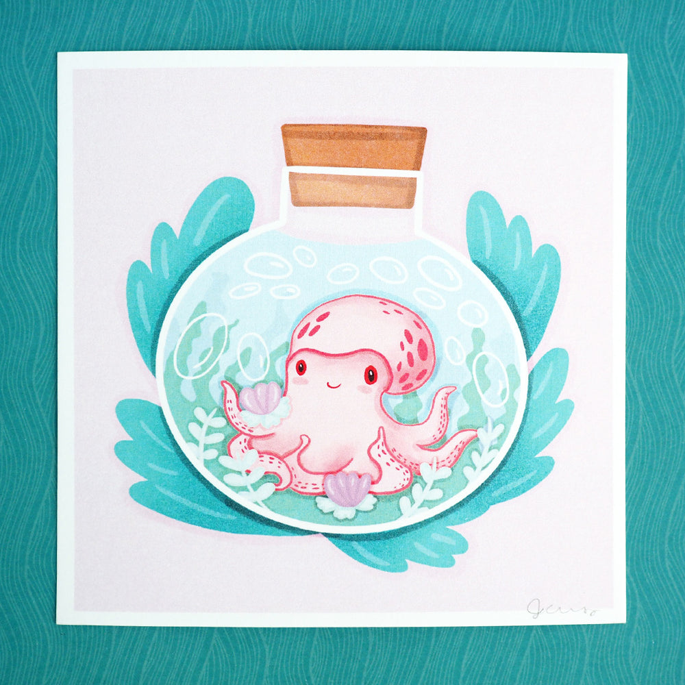 
            
                Load image into Gallery viewer, Fine Art Mini Print - Octopus In A Bottle
            
        