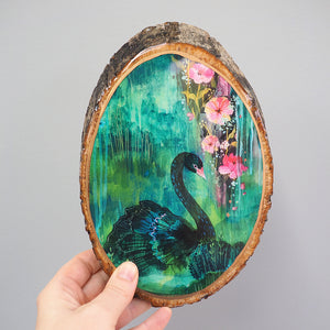 Fine Art Wood Plaque - Black Swan
