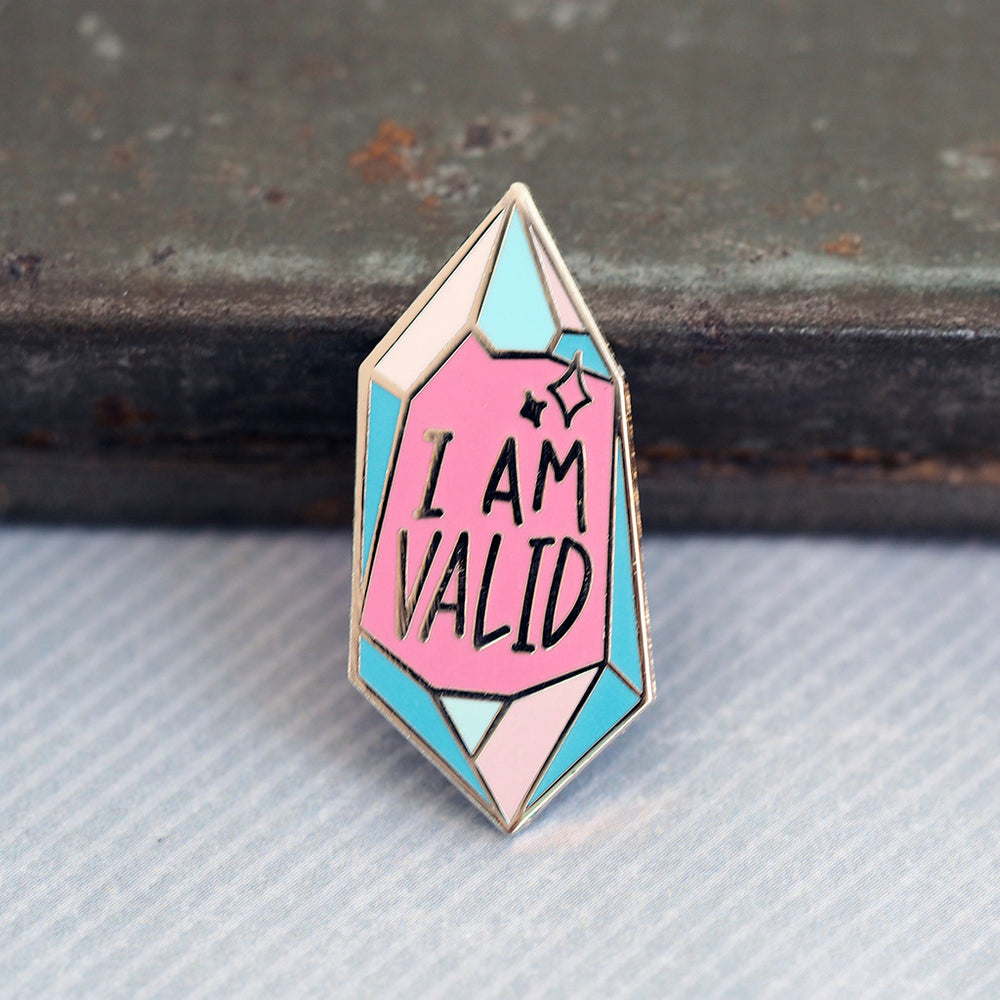 ' I Am Valid ' Trans Crystal Metal Enamel Pin