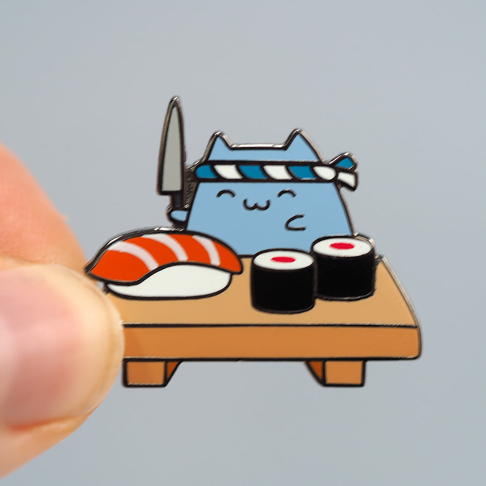 
            
                Load image into Gallery viewer, Sushi Cat - Metal Enameled Pin
            
        