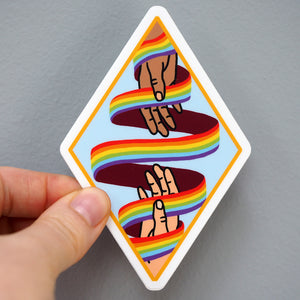 Rainbow Reaching Hands Pride Sticker