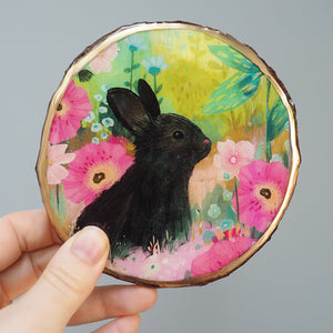 
            
                Load image into Gallery viewer, Fine Art Wooden Plaque - Black Bunny - SHIPS 3/1
            
        