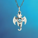 Baby Dragon Gemstone Necklace - Sterling Silver with Topaz or Garnet