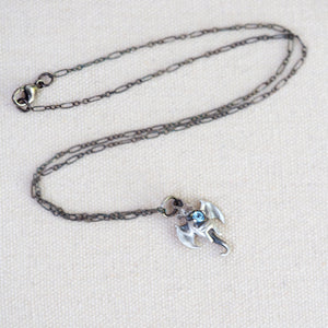Baby Dragon Gemstone Necklace - Sterling Silver with Topaz or Garnet