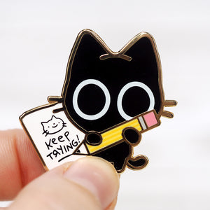
            
                Load image into Gallery viewer, &amp;#39;Keep Trying&amp;#39; Cat - Metal Enameled Pin
            
        