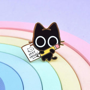 
            
                Load image into Gallery viewer, &amp;#39;Keep Trying&amp;#39; Cat - Metal Enameled Pin
            
        