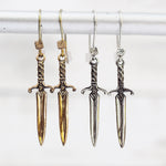 Tiny Daggers Earrings - Antiqued Silver or Bronze