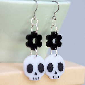 
            
                Load image into Gallery viewer, Skull &amp;amp; Flower Earrings
            
        
