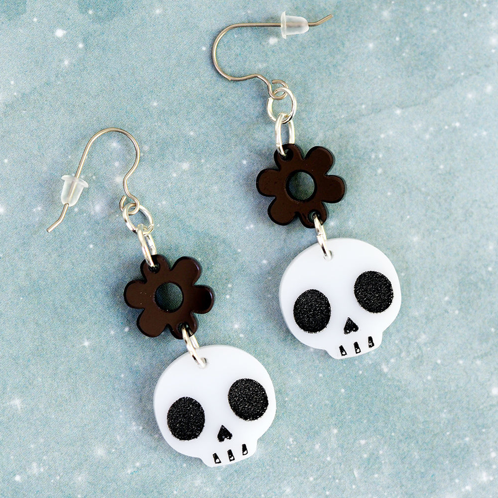 Skull & Flower Earrings