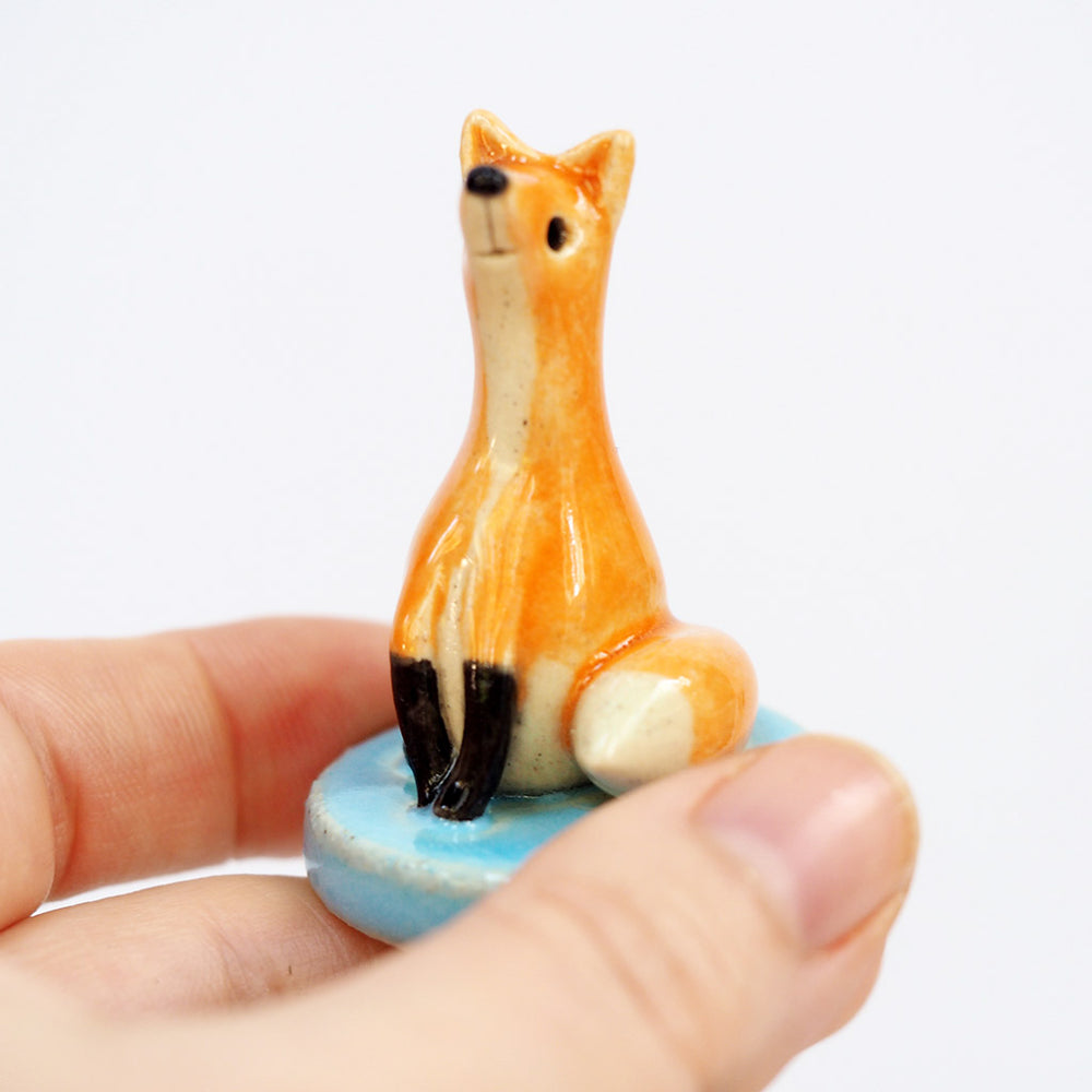 Ceramic Fox Figurine & Ring Holder