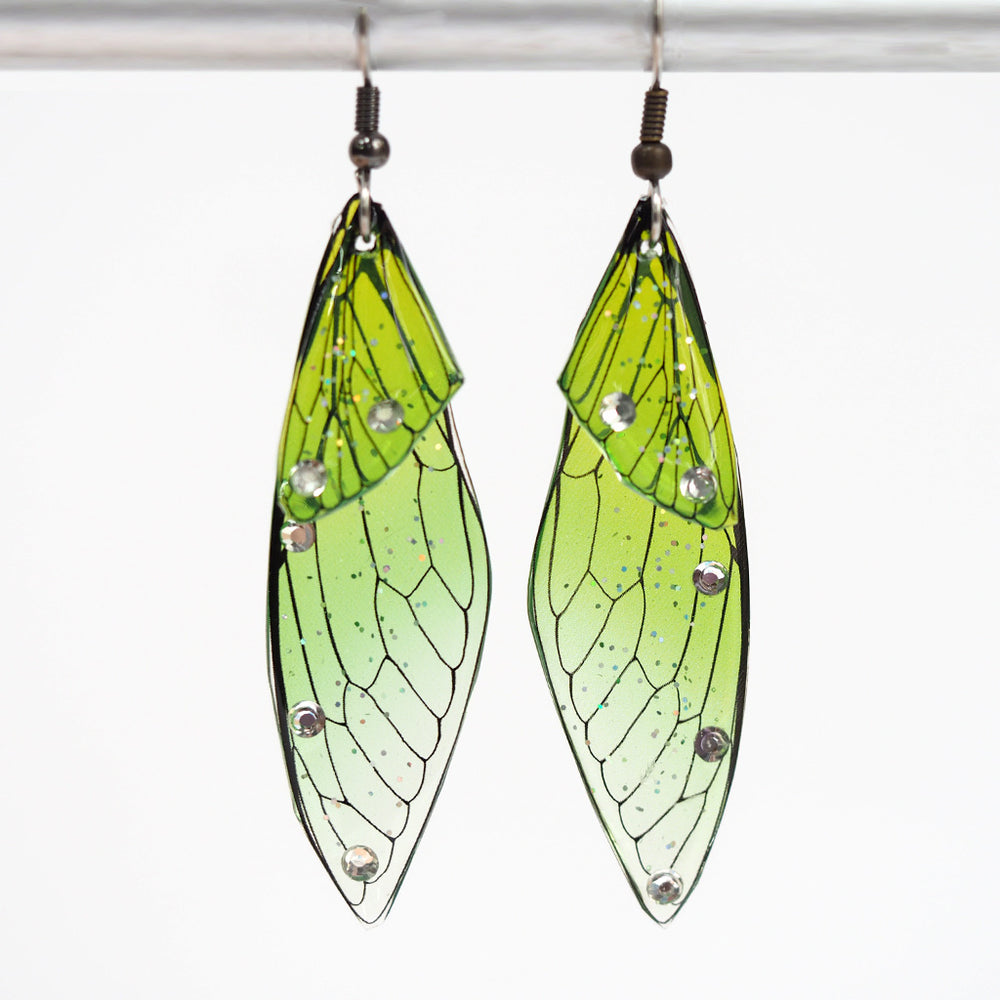 Fairy Wings Earrings - Green