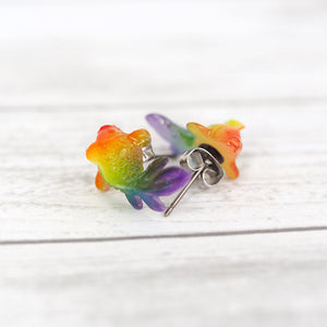 Rainbow Pride Goldfish Stud Earrings