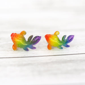 Rainbow Pride Goldfish Stud Earrings