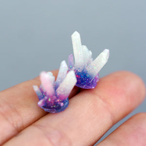 
            
                Load image into Gallery viewer, Crystal Cluster Stud Earrings - Pink Purple &amp;amp; Blue Shimmer
            
        