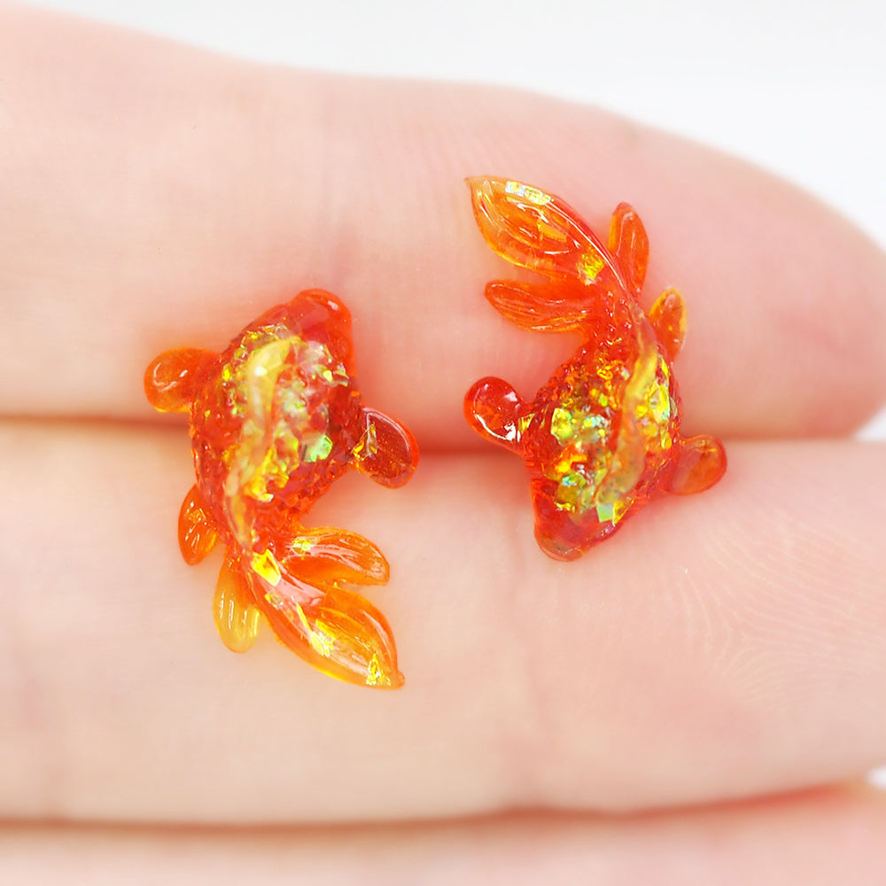Goldfish Stud Earrings - Orange Shimmer