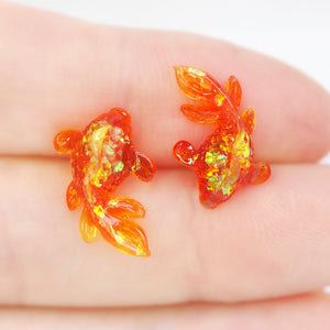 Goldfish Stud Earrings - Orange Shimmer