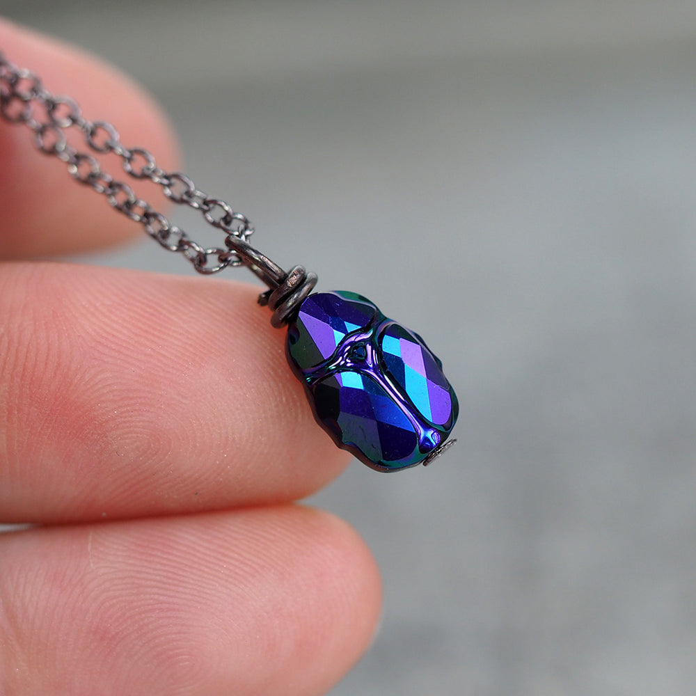 Magic Beetle Necklace - Midnight Purple & Blue