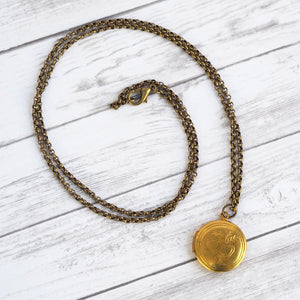 Thread Spool Vintage Locket Necklace - Yellow