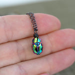 Magic Beetle Necklace - Iridescent Green & Blue
