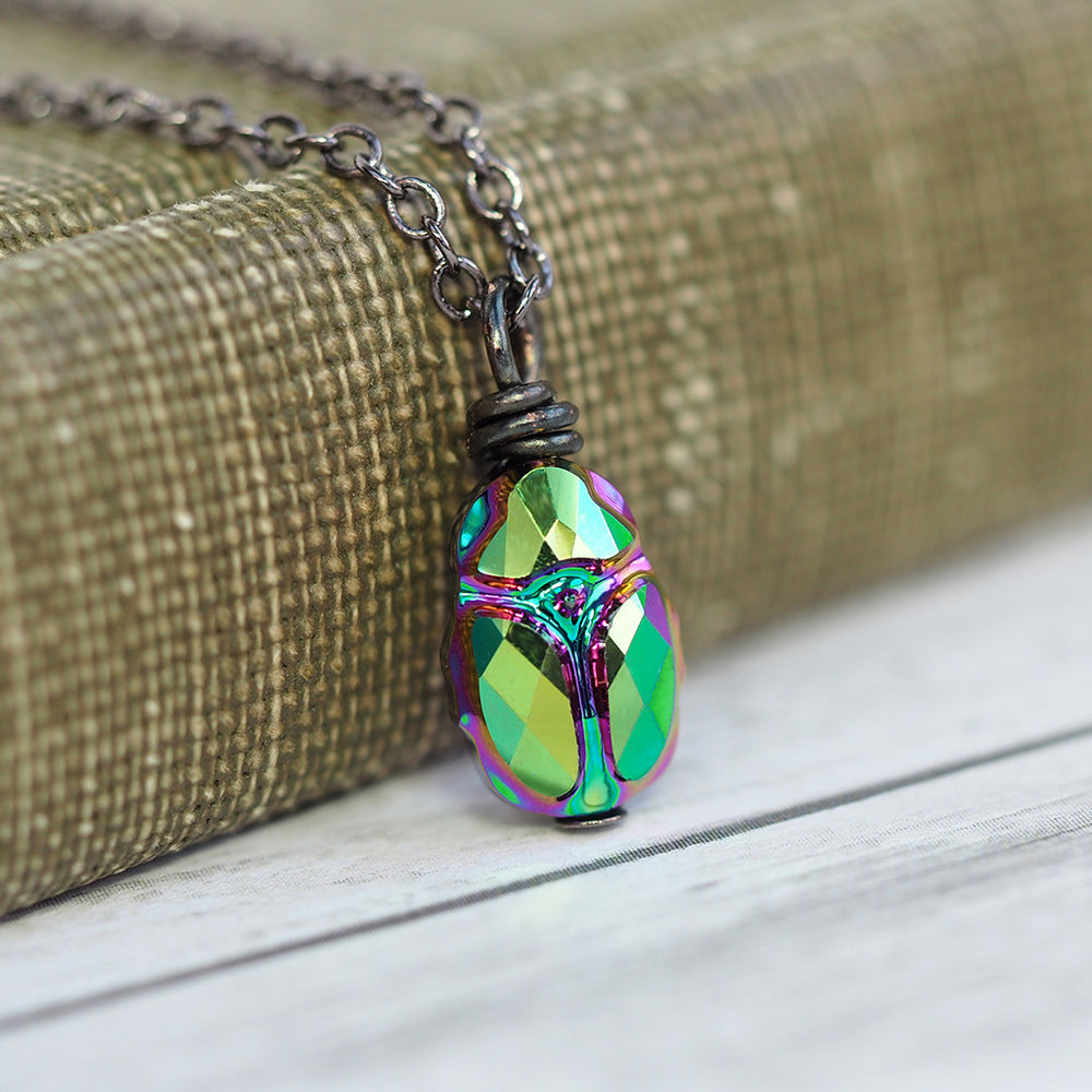 
            
                Load image into Gallery viewer, Magic Beetle Necklace - Iridescent Green &amp;amp; Blue
            
        