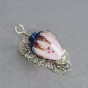 Pink Glass Bellflower Necklace