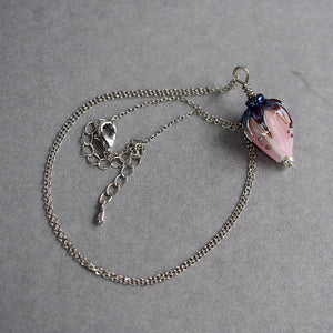 Pink Glass Bellflower Necklace