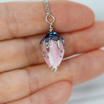 Pink Glass Bellflower Necklace