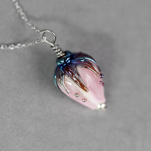 Pink Glass Bellflower Necklace