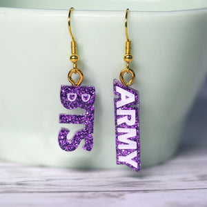 
            
                Load image into Gallery viewer, BTS x ARMY Asymmetrical Earrings
            
        