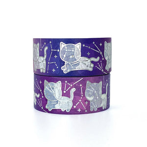 Silver Foil Washi Tape - Cat Constellations