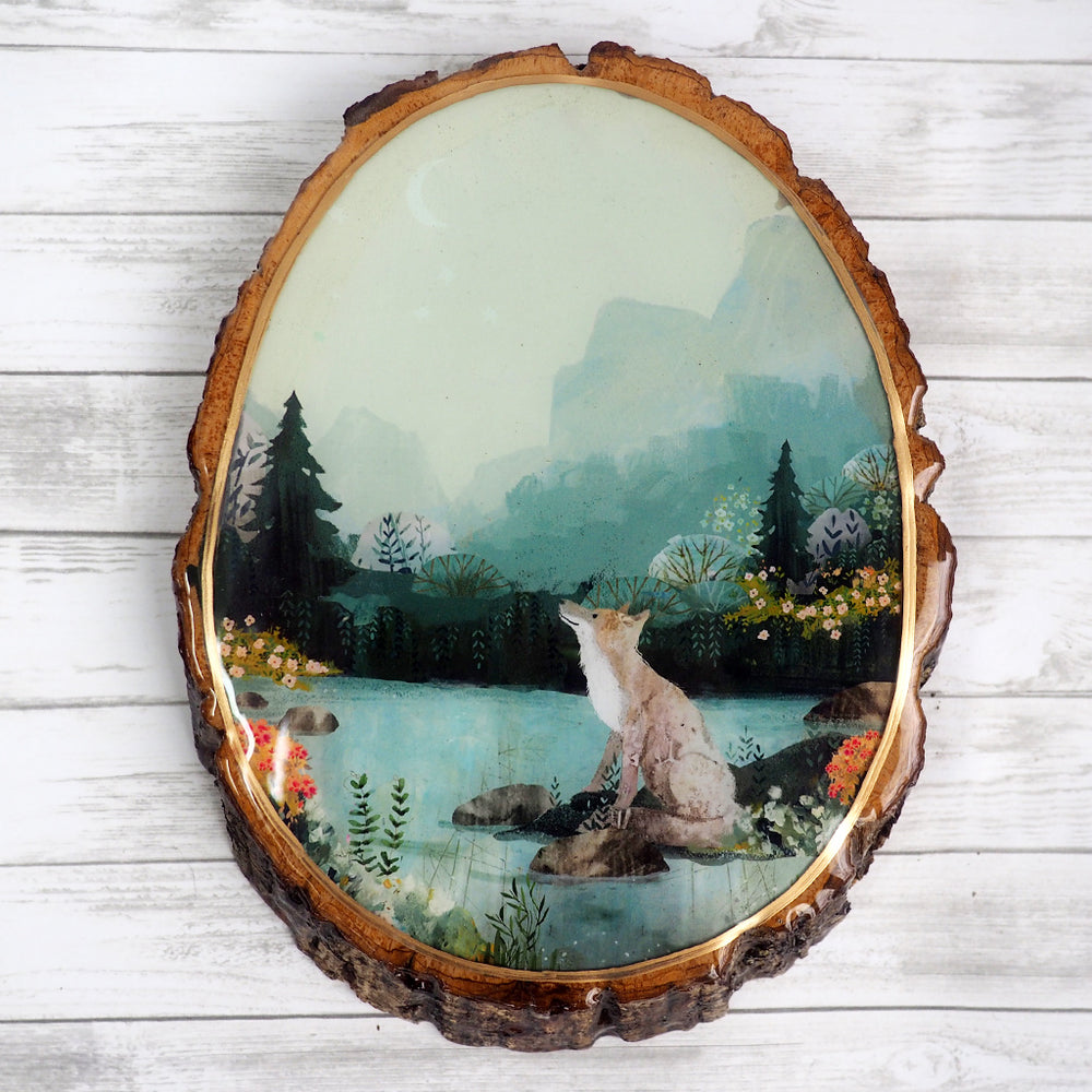 Fine Art Wooden Plaque - Mountain Wolf