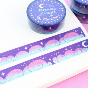 Silver Foil Washi Tape - Dreamy Clouds