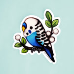 Vinyl Sticker - Blue White Budgie Parakeet