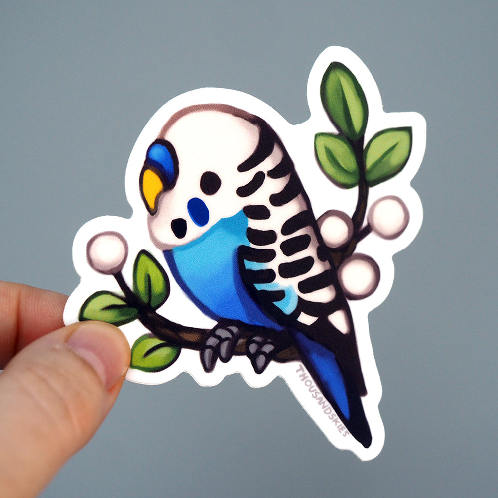Vinyl Sticker - Blue White Budgie Parakeet