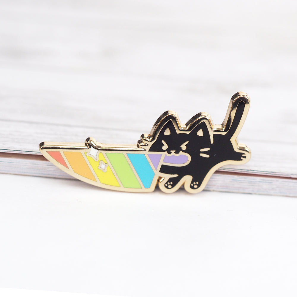 Pride Knife Cat - Metal Enameled Pin