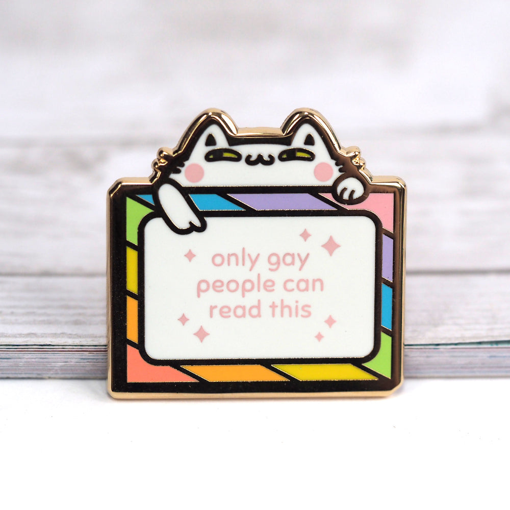 Gay Sign & Cat - Metal Enameled Pin
