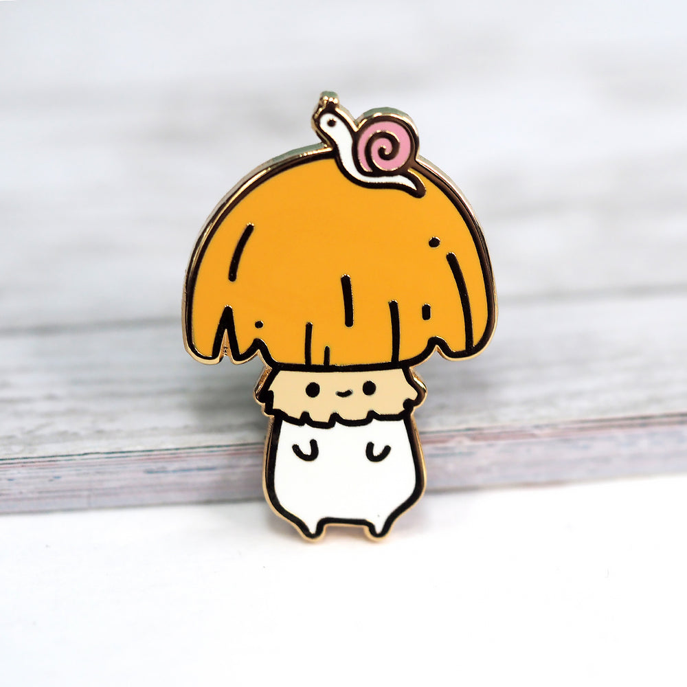 
            
                Load image into Gallery viewer, Mushroom Buddy &amp;amp; Snail Friend - Metal Enameled Pin
            
        