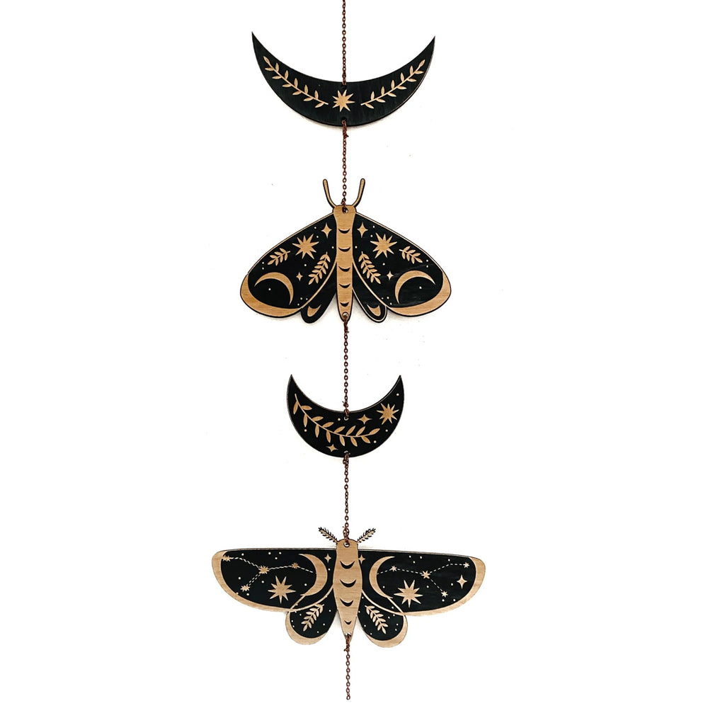 
            
                Load image into Gallery viewer, Moth &amp;amp; Moon Garland - Birch Wall Hanging
            
        